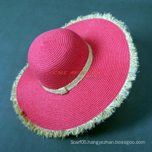 Popular Design Straw Hat Frayed Edge for Ladies